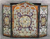 CELTIC STAINED GLASS FIRE SCREEN